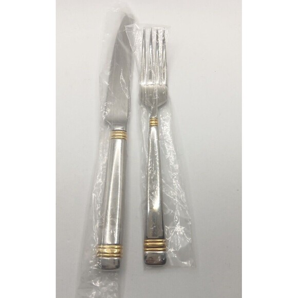 Reed & Barton Golden Longwood Place Knife & Fork 18/10 Stainless Korea Flatware - Picture 5 of 5